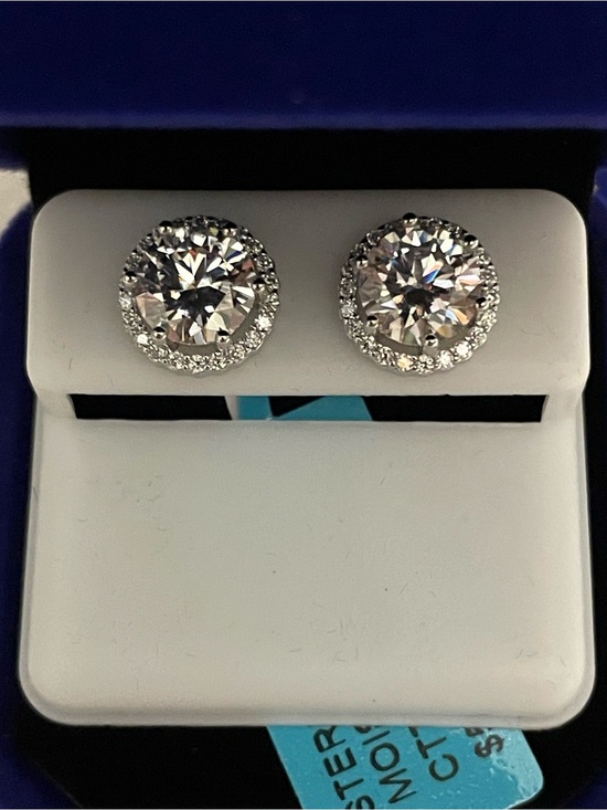 Jewelry - Classic Round Halo Moissanite Stud Earrings 4.36ct UNISEX passes diamond tester